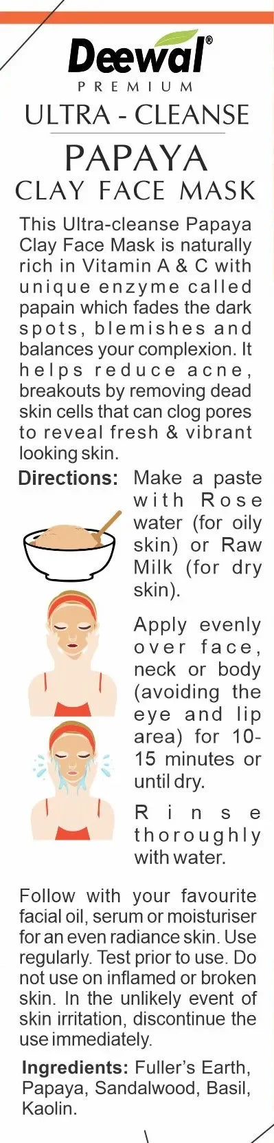 Deewal Papaya Clay Mask –100% Pure - Deewal - Herbal Beauty and Health Products