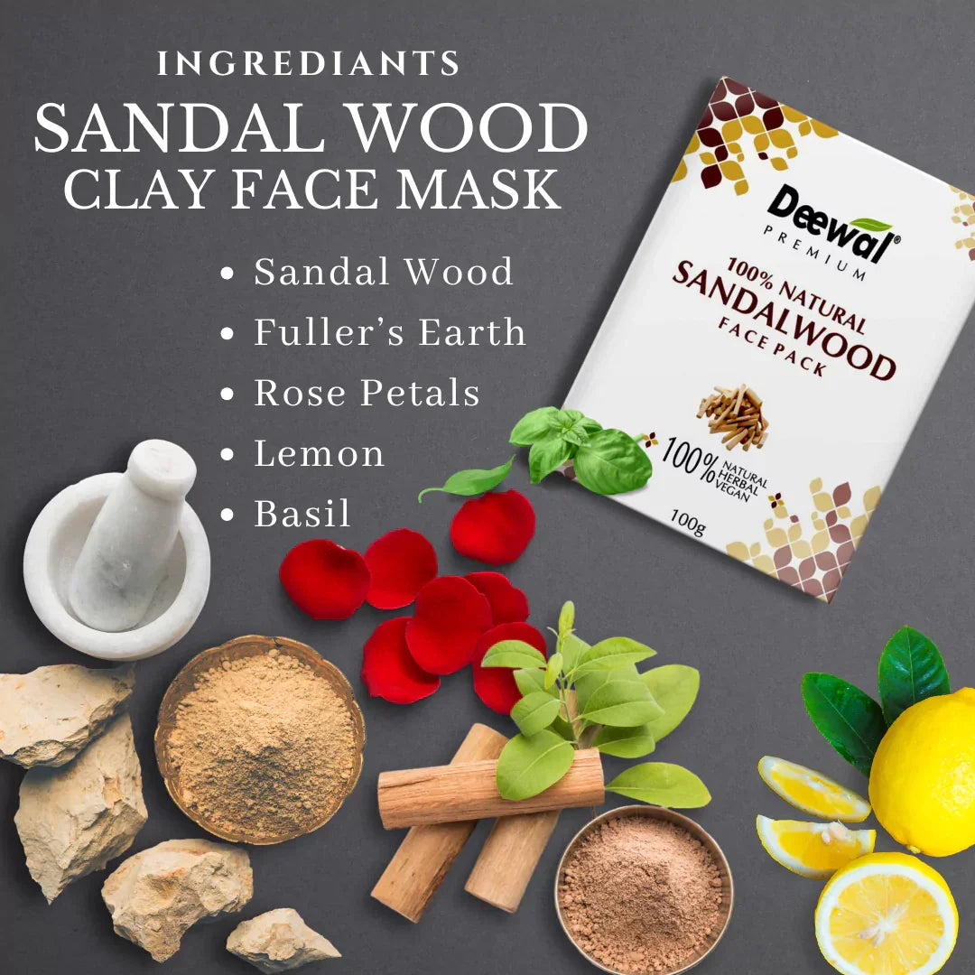 Deewal Sandalwood Clay Mask –100% Pure - Deewal - Herbal Beauty and Health Products