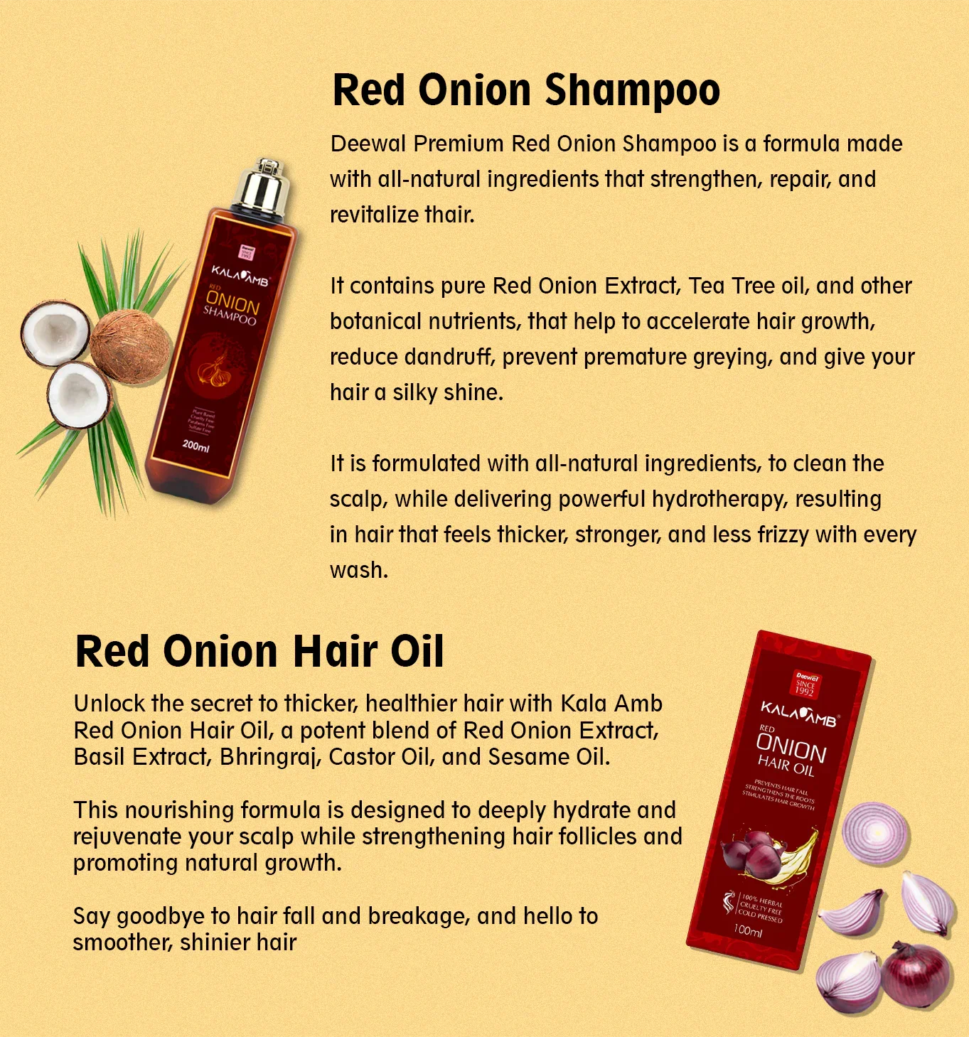 Kalaamb Onion Oil+Shampoo – Hair Care