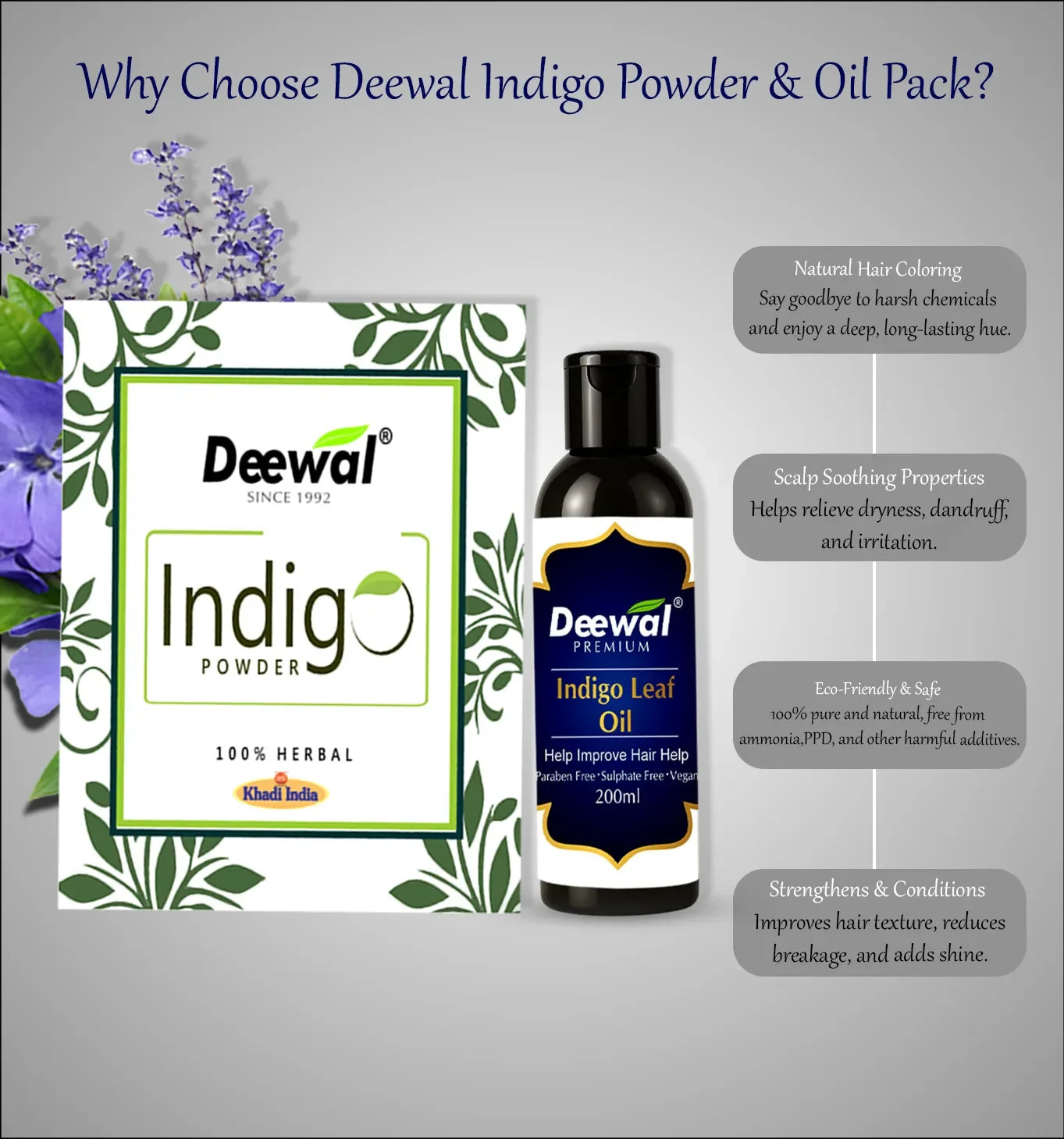 Deewal Indigo Powder & Oil Pack - Deewal - Herbal Beauty and Health Products