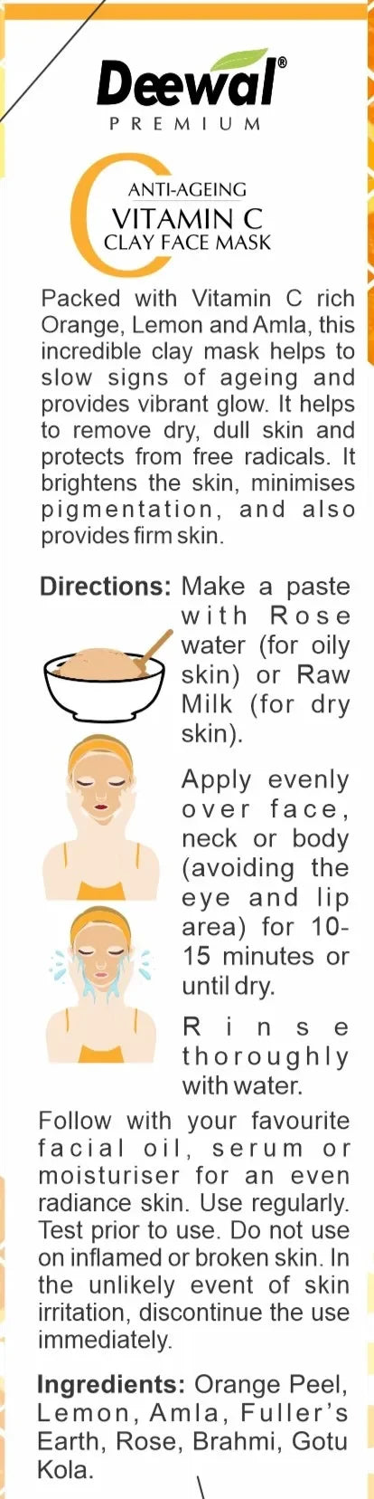 Deewal Vit C Clay Mask – Anti-Ageing - Deewal - Herbal Beauty and Health Products
